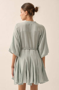 On the Air Cotton Button-Front Godet Mini Dress - ShopPromesa