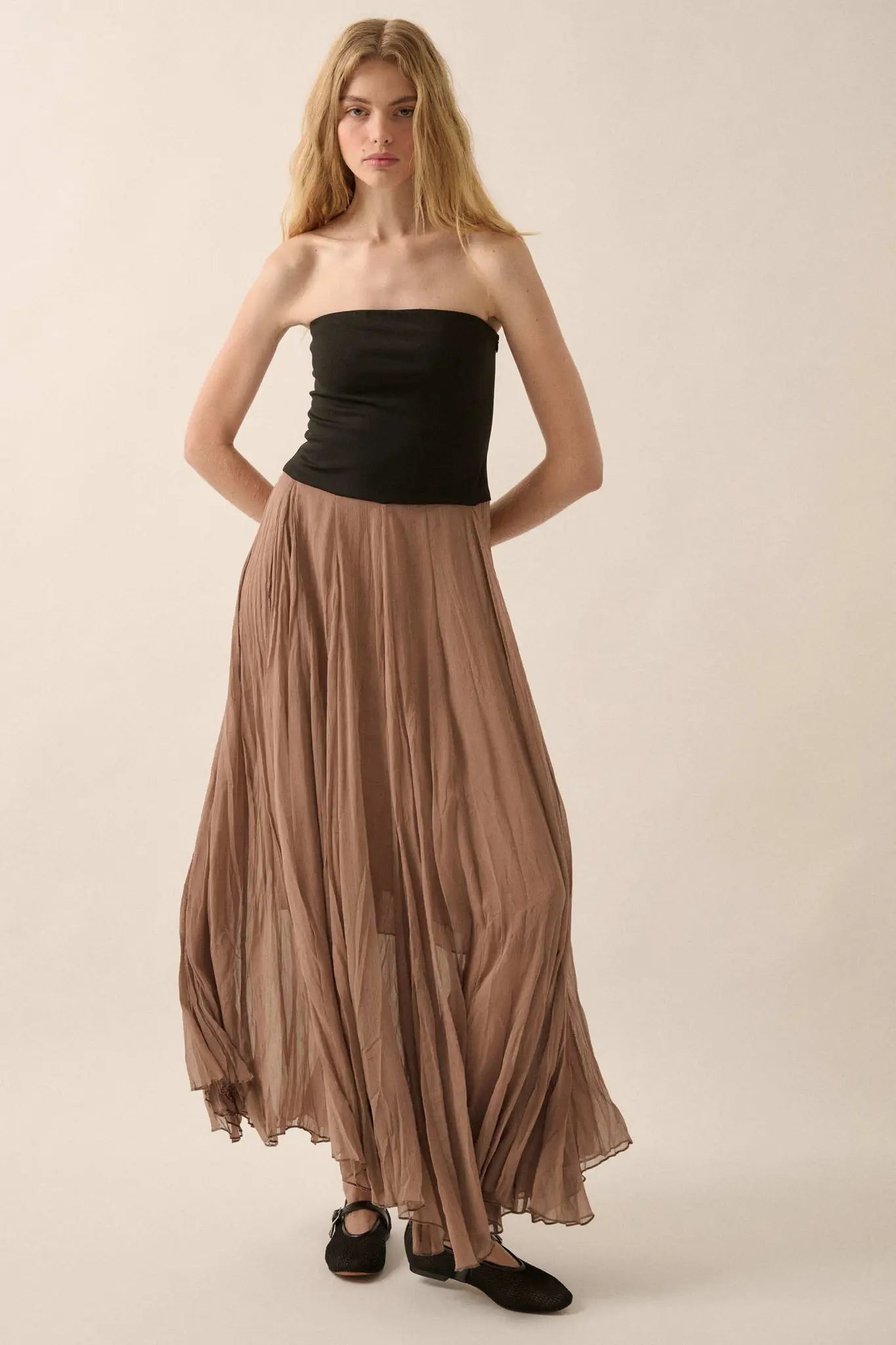 Double Take Colorblock Strapless Maxi Dress