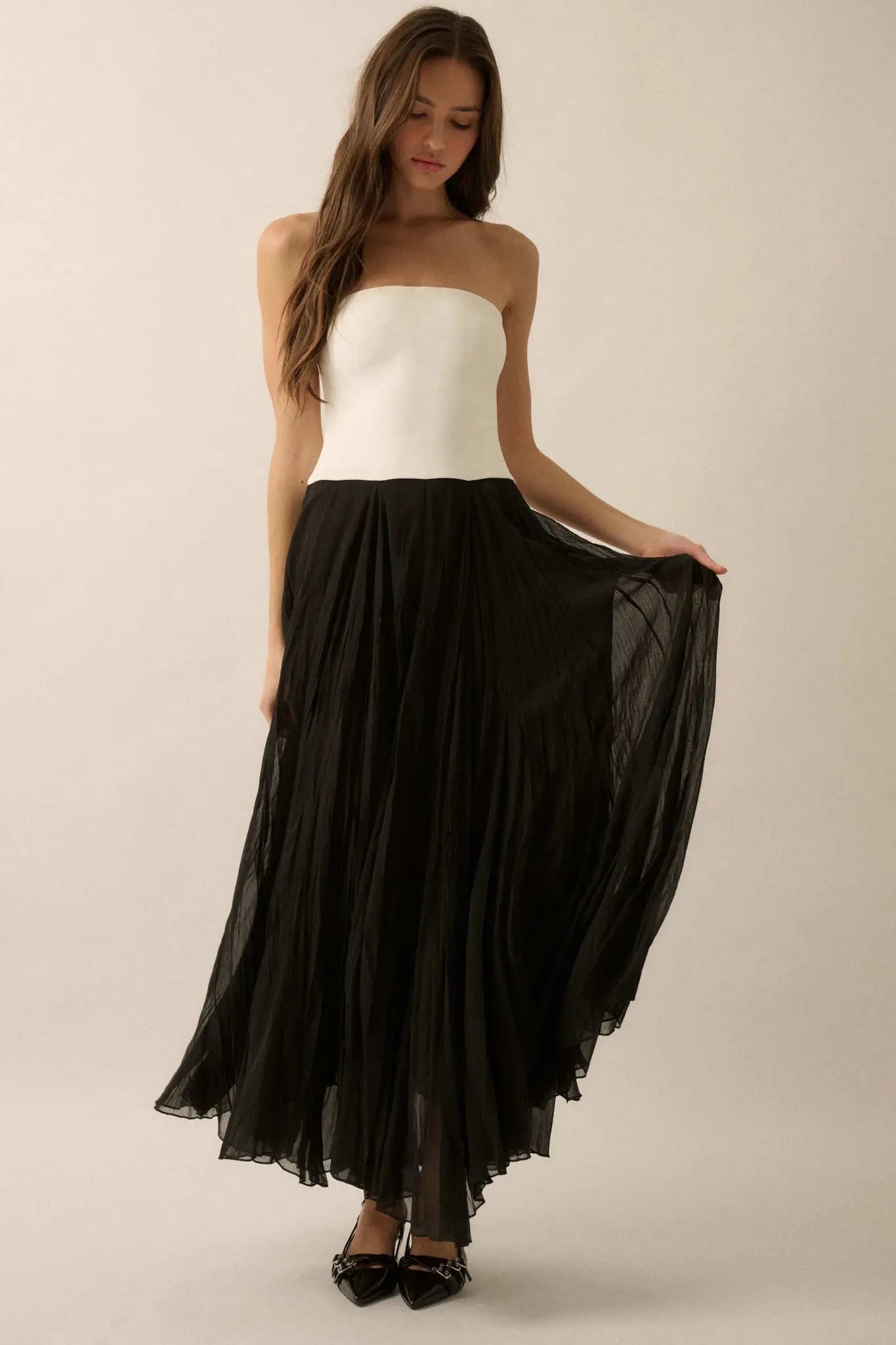 Double Take Colorblock Strapless Maxi Dress - ShopPromesa