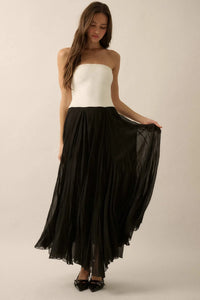 Double Take Colorblock Strapless Maxi Dress - ShopPromesa