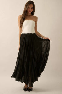 Double Take Colorblock Strapless Maxi Dress - ShopPromesa