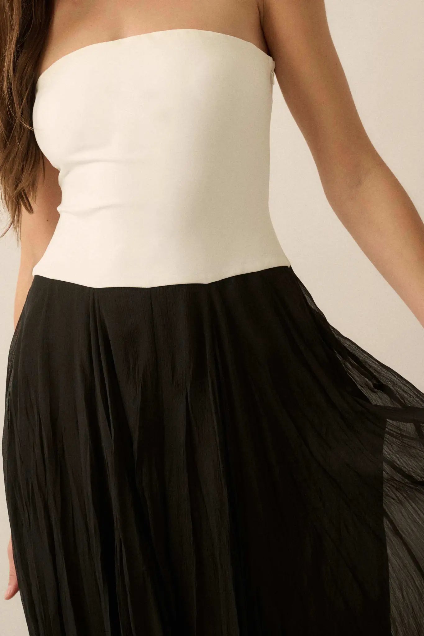 Double Take Colorblock Strapless Maxi Dress