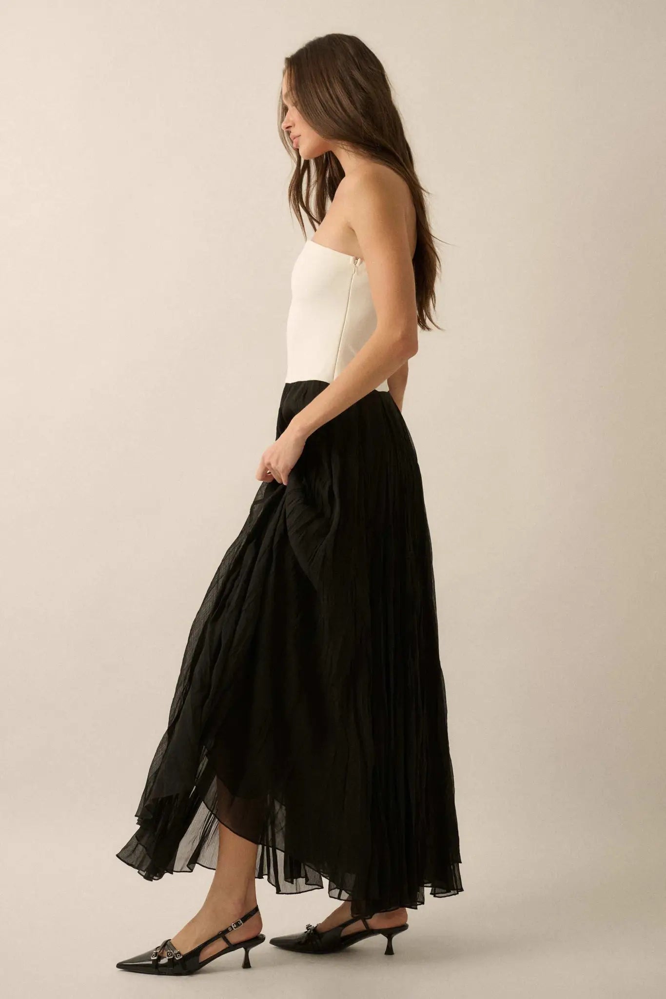 Double Take Colorblock Strapless Maxi Dress
