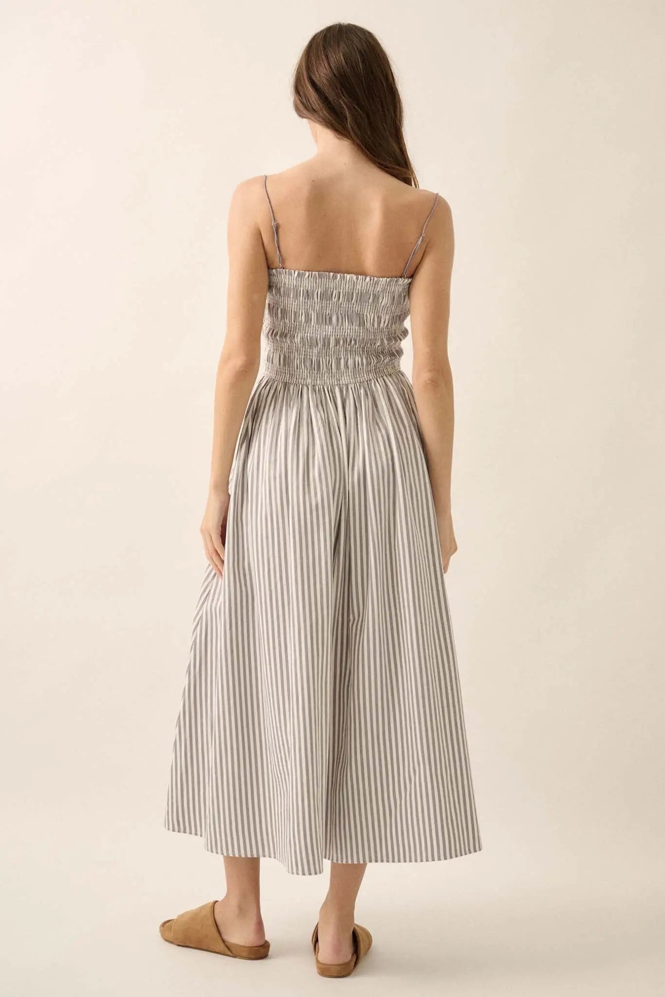 midi pocket dress Stripe It Up Striped Smocked Pocket Midi Dress