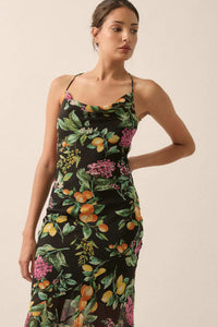 Sweet Succulence Fruit-Print Open-Back Maxi Dress - ShopPromesa