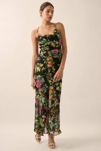 Sweet Succulence Fruit-Print Open-Back Maxi Dress - ShopPromesa