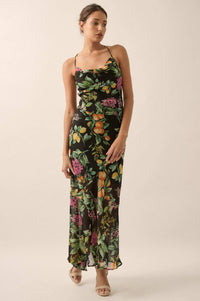 Sweet Succulence Fruit-Print Open-Back Maxi Dress - ShopPromesa