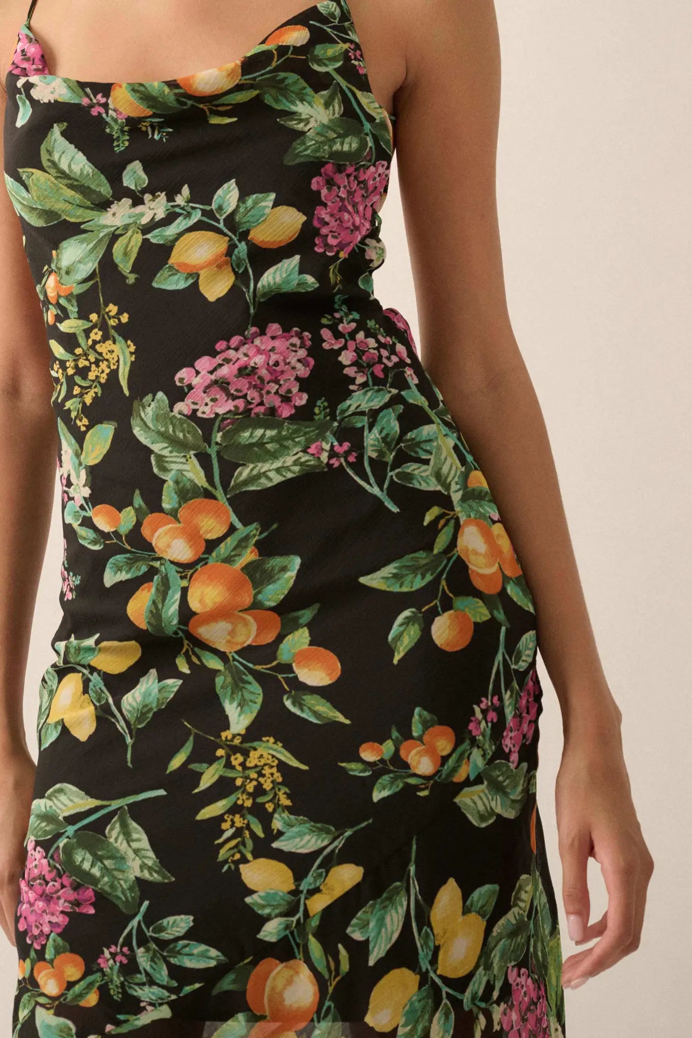 Sweet Succulence Fruit-Print Open-Back Maxi Dress - ShopPromesa