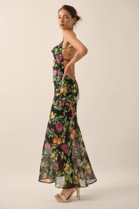 Sweet Succulence Fruit-Print Open-Back Maxi Dress - ShopPromesa