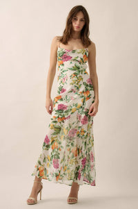 Sweet Succulence Fruit-Print Open-Back Maxi Dress - ShopPromesa