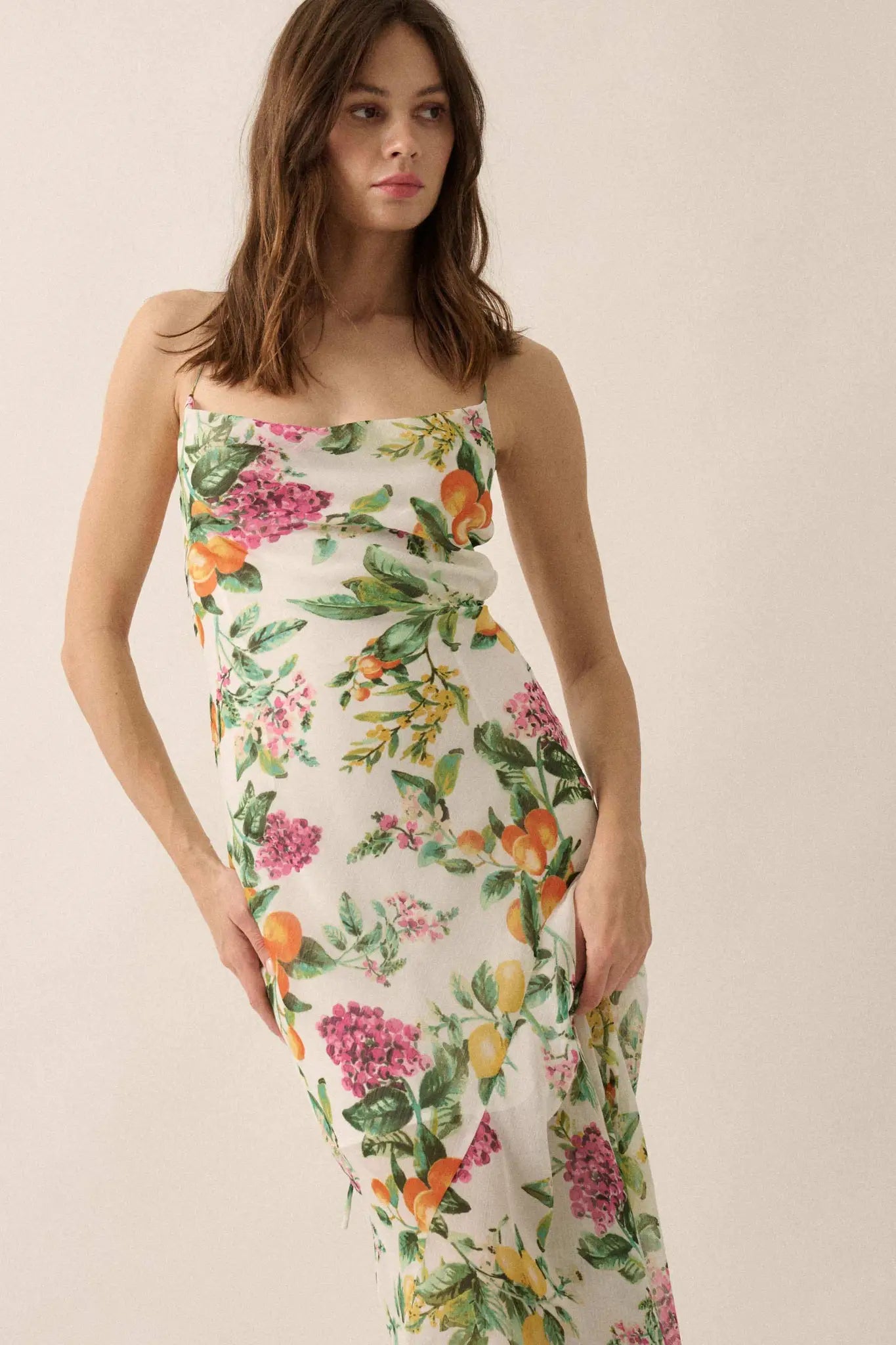 Sweet Succulence Fruit-Print Open-Back Maxi Dress - ShopPromesa