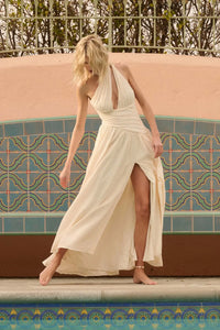 Swept Away Textured Cotton One-Shoulder Maxi Dress