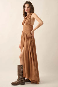 Swept Away Textured Cotton One-Shoulder Maxi Dress - ShopPromesa