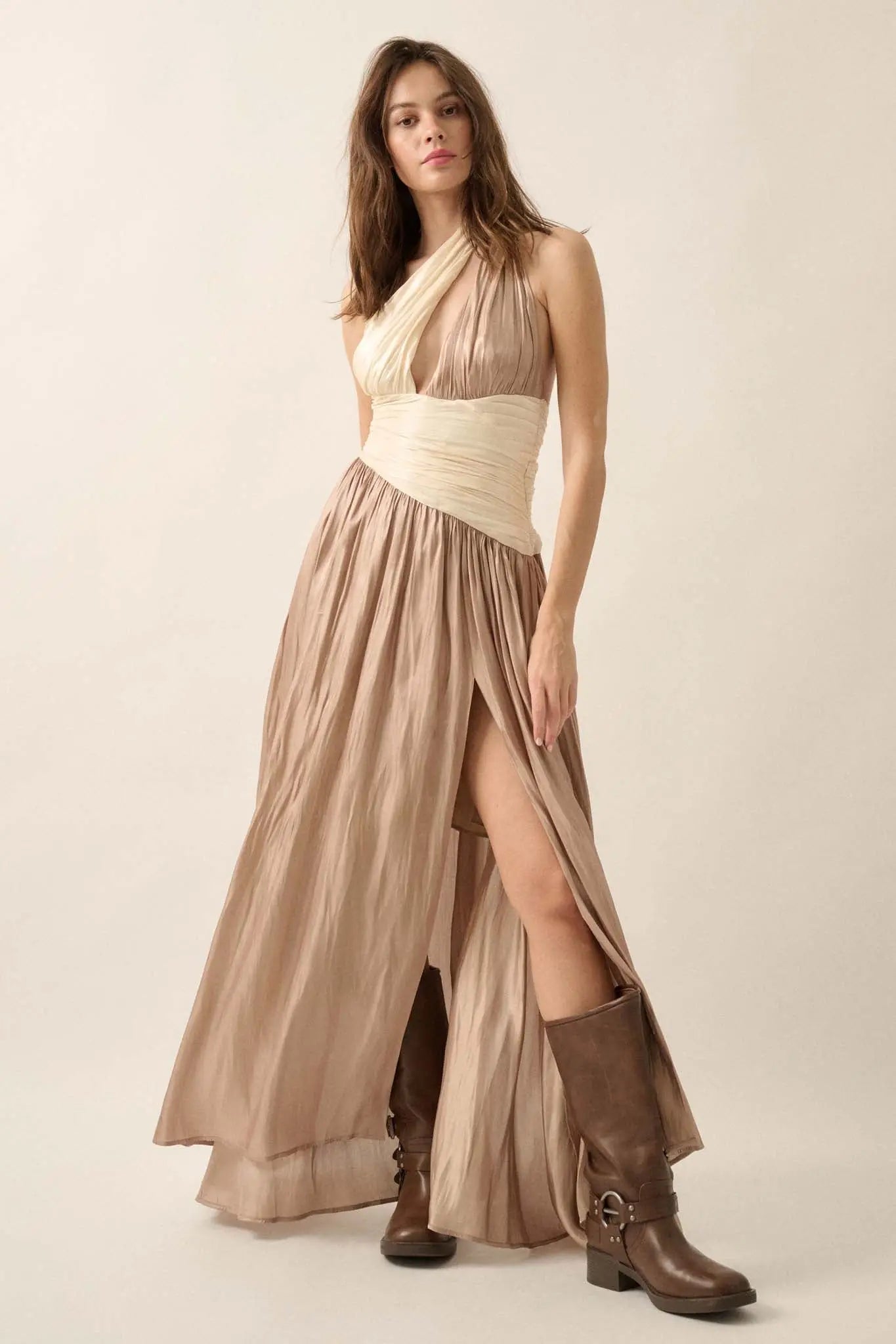 shimmer satin dress Shimmer Peri Satin Butterfly Prom Dress With Lace Up Back