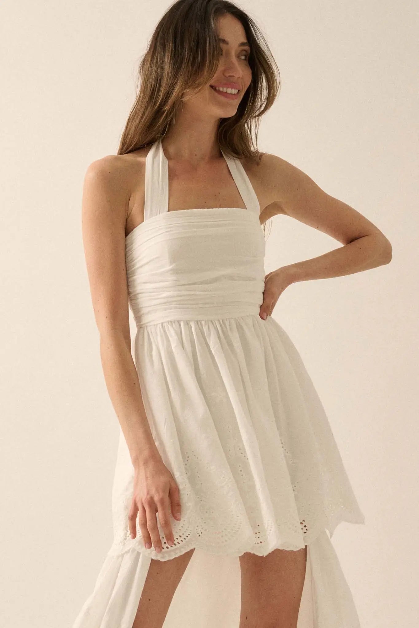 Pure Perfection Eyelet Lace High-Low Maxi Dress Pure Perfection Eyelet Lace High-Low Maxi Dress