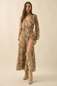 Treasured Beauty Floral Chiffon V-Neck Maxi Dress - ShopPromesa