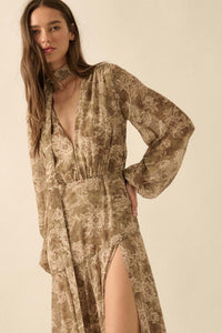 Treasured Beauty Floral Chiffon V-Neck Maxi Dress - ShopPromesa