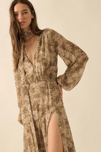 Treasured Beauty Floral Chiffon V-Neck Maxi Dress - ShopPromesa