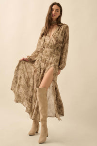 Treasured Beauty Floral Chiffon V-Neck Maxi Dress - ShopPromesa