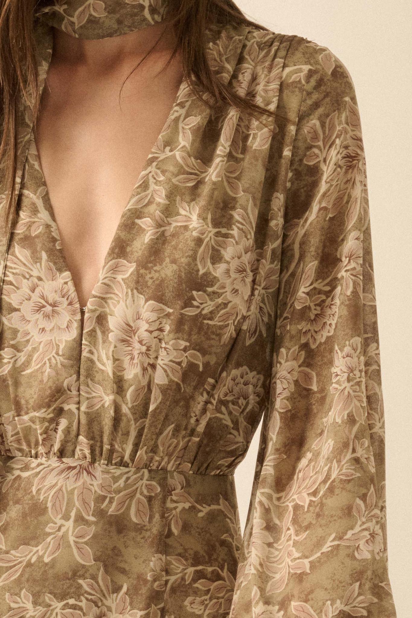 Treasured Beauty Floral Chiffon V-Neck Maxi Dress - ShopPromesa