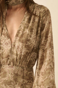 Treasured Beauty Floral Chiffon V-Neck Maxi Dress - ShopPromesa