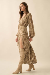 Treasured Beauty Floral Chiffon V-Neck Maxi Dress - ShopPromesa