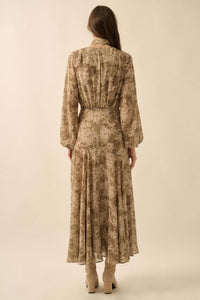 Treasured Beauty Floral Chiffon V-Neck Maxi Dress - ShopPromesa
