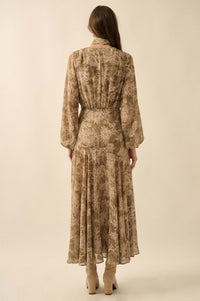 Treasured Beauty Floral Chiffon V-Neck Maxi Dress - ShopPromesa