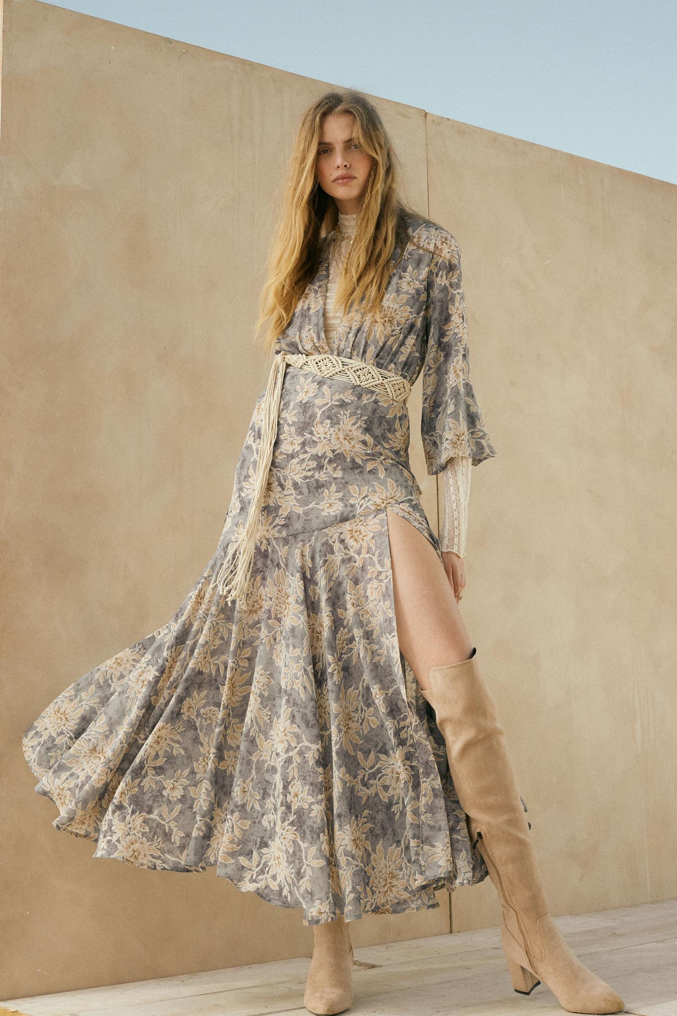 Treasured Beauty Floral Chiffon V-Neck Maxi Dress - ShopPromesa