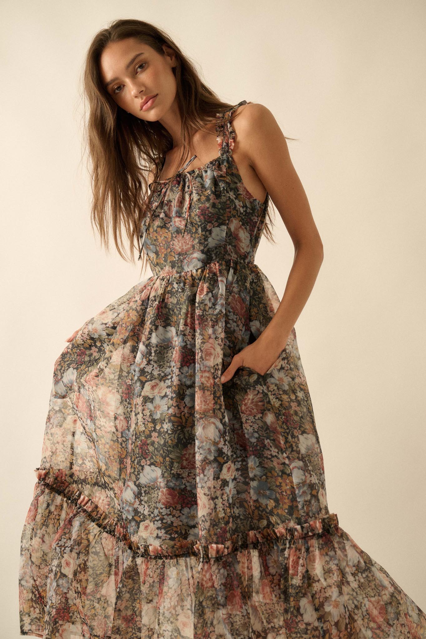 September Blooms Floral Organza Ruffled Maxi Dress - ShopPromesa