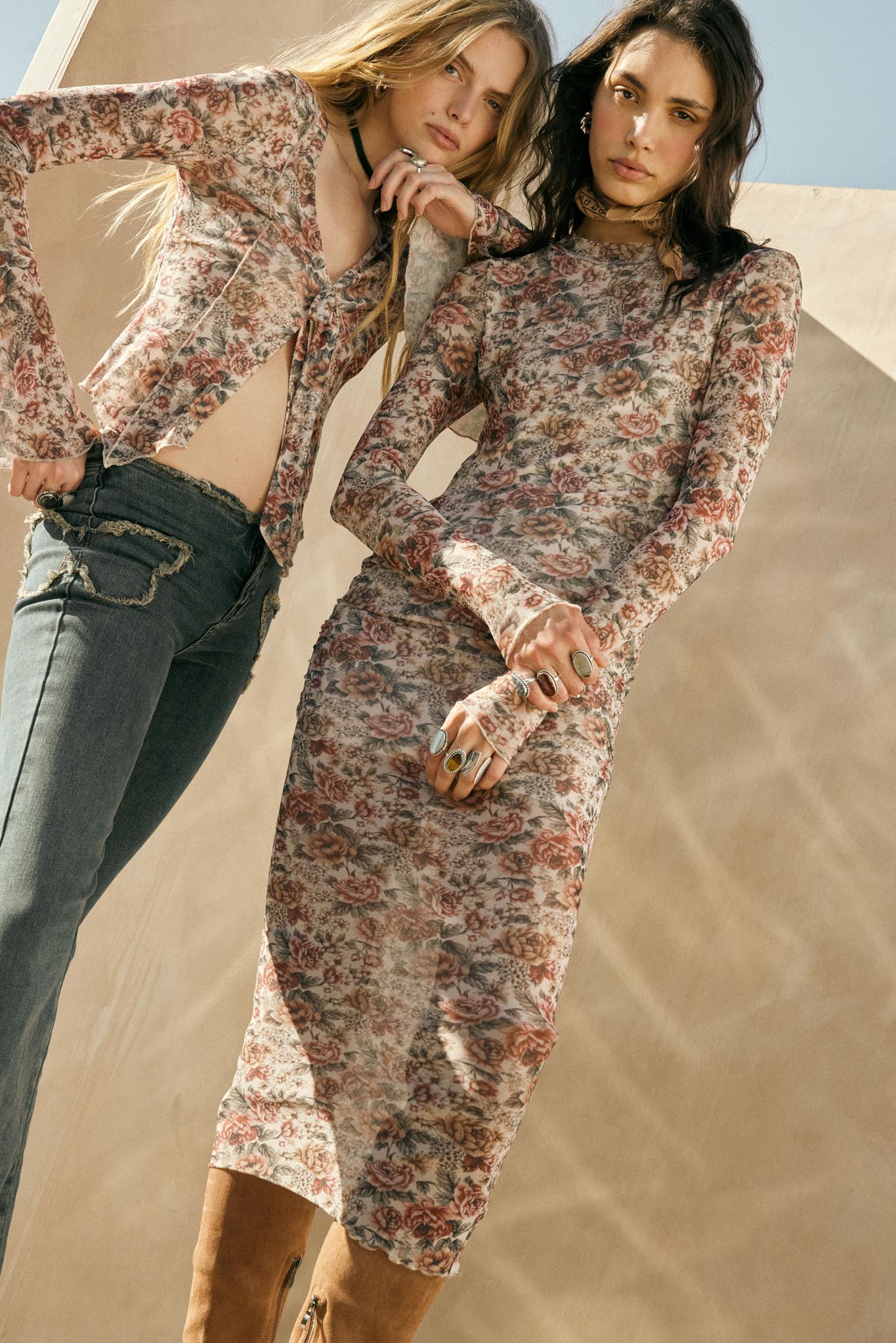 Wine and Roses Floral Mesh Mock-Neck Midi Dress - ShopPromesa