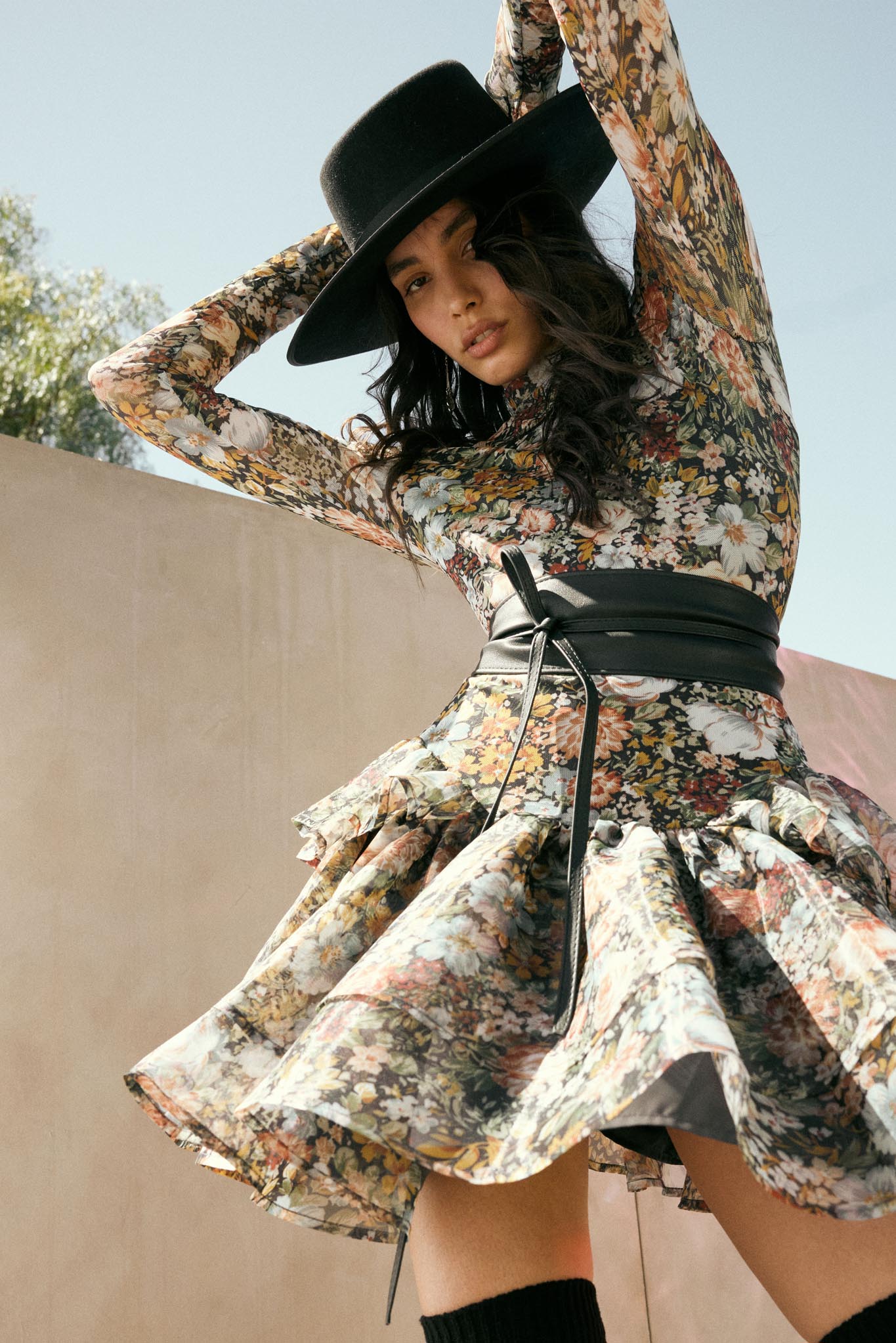 Fall Fantasia Floral Mesh and Organza Mini Dress Fall Fantasia Floral Mesh and Organza Mini Dress