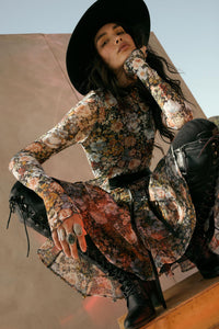 Fall Fantasia Floral Mesh and Organza Mini Dress - ShopPromesa