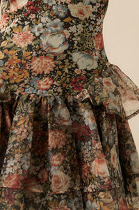 Fall Fantasia Floral Mesh and Organza Mini Dress - ShopPromesa