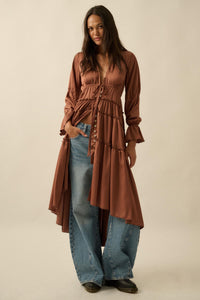 Sweet Juliet Ruffled High-Low Layering Midi Dress - ShopPromesa