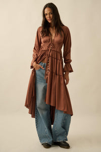 Sweet Juliet Ruffled High-Low Layering Midi Dress - ShopPromesa