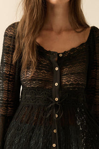 Wishful Dreaming Sheer Lace Layering Midi Dress - ShopPromesa