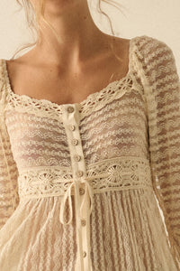 Wishful Dreaming Sheer Lace Layering Midi Dress - ShopPromesa