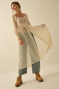 Wishful Dreaming Sheer Lace Layering Midi Dress - ShopPromesa