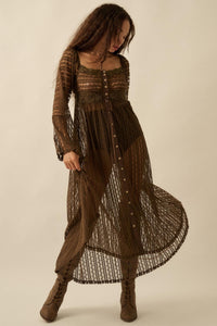 Wishful Dreaming Sheer Lace Layering Midi Dress - ShopPromesa