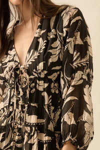 Bohemian Beauty Floral Chiffon Tiered Midi Dress - ShopPromesa