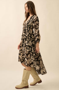 Bohemian Beauty Floral Chiffon Tiered Midi Dress - ShopPromesa