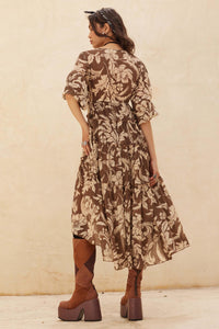 Bohemian Beauty Floral Chiffon Tiered Midi Dress - ShopPromesa