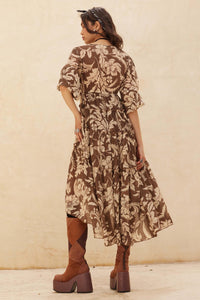 Bohemian Beauty Floral Chiffon Tiered Midi Dress - ShopPromesa