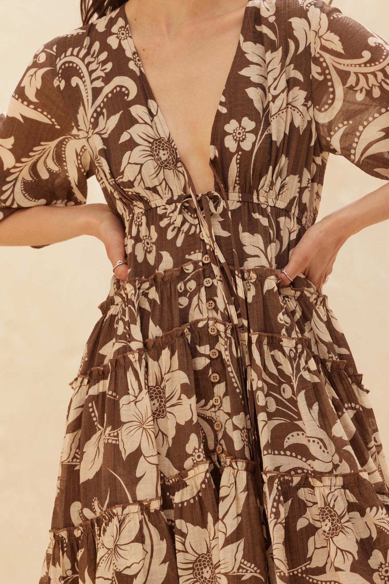 floral tiered chiffon midi dress Floral Tiered Chiffon Midi Dress