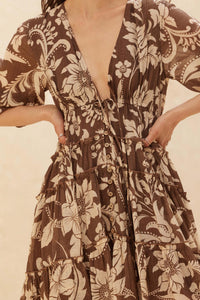 Bohemian Beauty Floral Chiffon Tiered Midi Dress - ShopPromesa