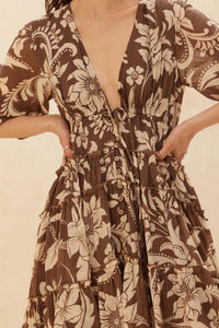 Bohemian Beauty Floral Chiffon Tiered Midi Dress - ShopPromesa