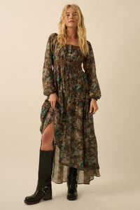 Misty Meadow Floral Button-Up Maxi Prairie Dress - ShopPromesa
