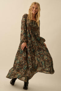 Misty Meadow Floral Button-Up Maxi Prairie Dress - ShopPromesa