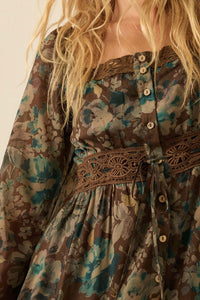 Misty Meadow Floral Button-Up Maxi Prairie Dress - ShopPromesa